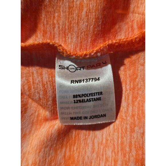 Short Par 4 Men’s Golf Polo Shirt Orange Heather Performance Stretch Size Large - Picture 8 of 9